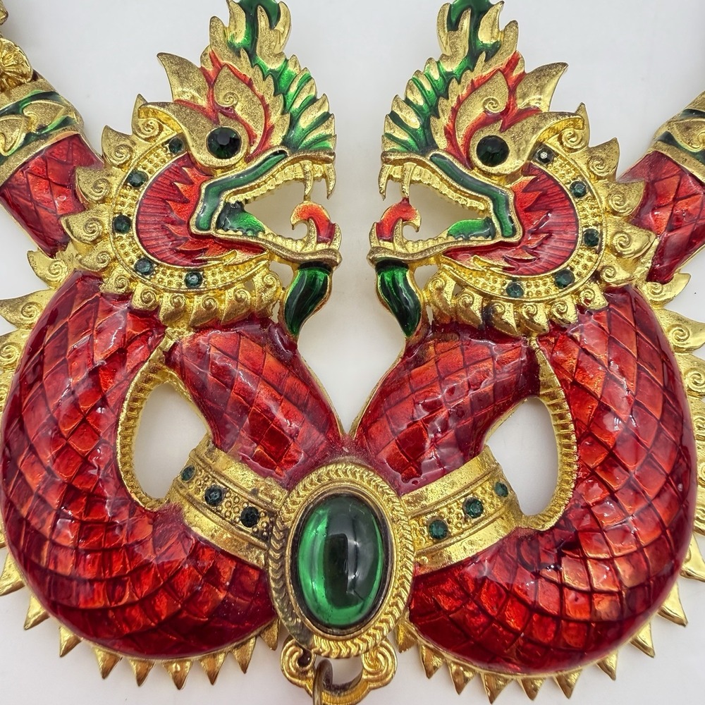Vtg Naga Necklace  Pendant Talisman Dragon Thai Buddha Amulet